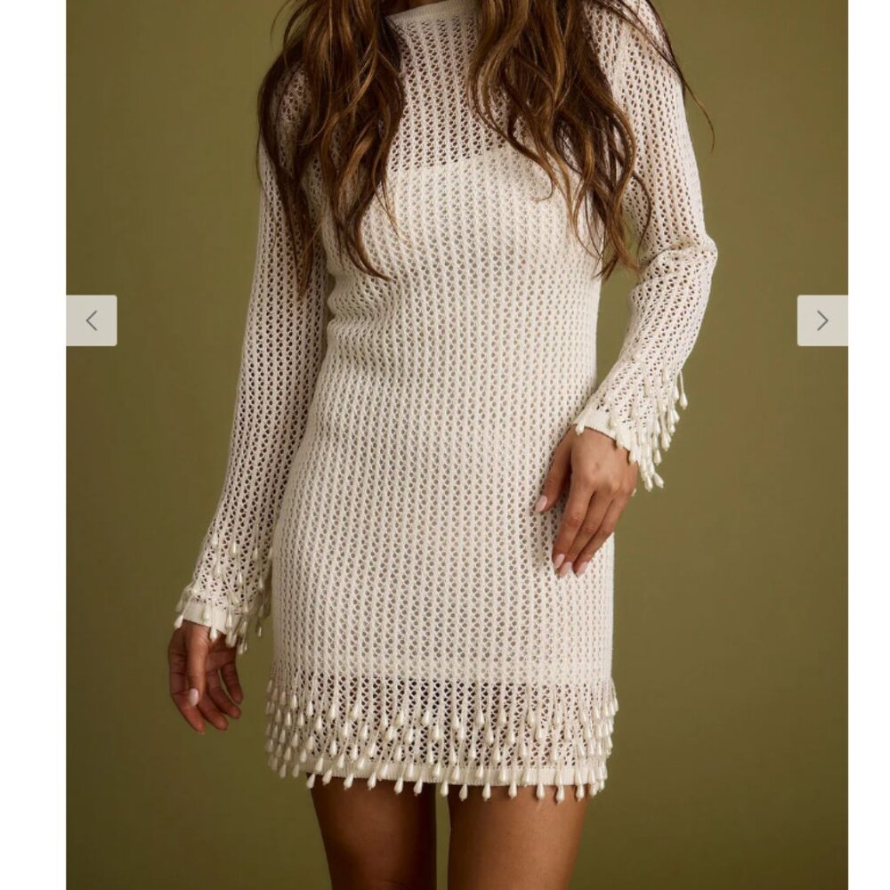 12th Tribe Creamy White Crochet Mini Dress XL
